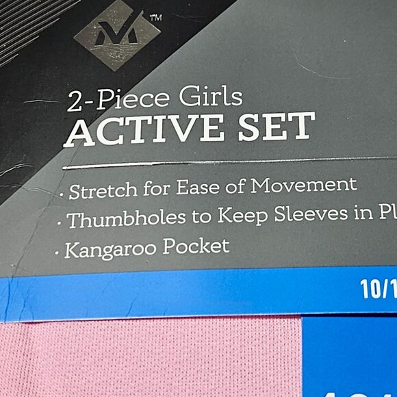 Members Mark 2 Piece Active Set Girls Size 10 12 Pink Thumbholes Kangaroo Pocket - Picture 3 of 3